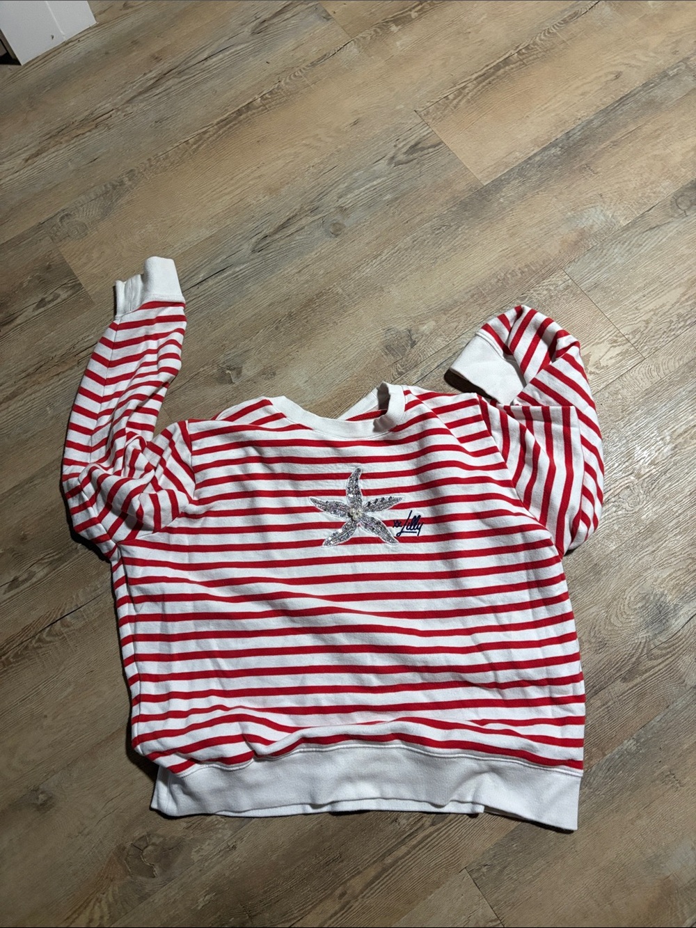 Lilly Pulitzer Rococo Red Coastal Stripe Starfish Sweatshirt
